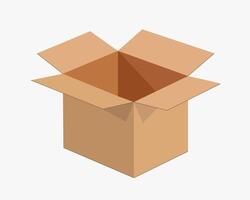 Realistic Open cardboard box mockup icon symbol. Empty blank Shipping delivery carton box. Fragile. packaging illustration image. Isolated on white background. vector
