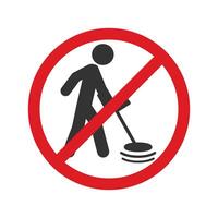 No Metal detecting icon symbol. Metal detecting not allowed logo sign. Silhouette of a man with a metal detector. prohibited, prohibition, forbidden, ban. illustration image. Isolated on white backgro vector