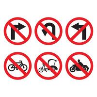 Traffic symbols and prohibition signs design vector