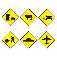 Traffic symbols and road safety signs design vector