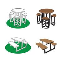 set of cafe tables and chairs design vector