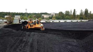 Coal mining at an open pit. Fossil fuel industry. Environmental challenge. Aerial view. video