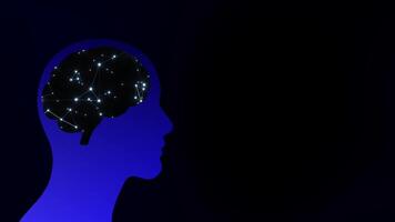 Brain activity animation, computing power, artificial intelligence, consciousness concept for presentation, background with empty space video
