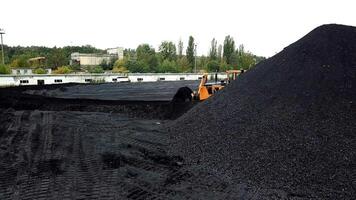 Coal mining at an open pit. Fossil fuel industry. Environmental challenge. Aerial view. video