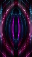 Trendy cyberpunk animation with glowing red and blue neon light beams and glitch effect. Modern stylish tech concept vertical background. video