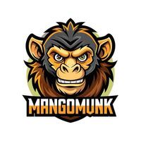 Monkey mascot logo icon design with text mango munk isolated vector