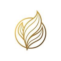 Yellow simple gradient leaves icon design logo in circle vector