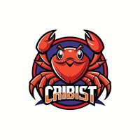 Aggressive crab with text mascot logo icon vector