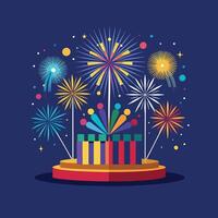 Vibrant fireworks burst, creating a dazzling and colorful spectacle for spectators. logo icon design vector