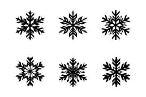 Whispers of Winter, A Collection of Intricate Snowflake Icons and Silhouettes vector