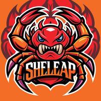 Aggressive crab with text mascot logo icon with shadow design vector