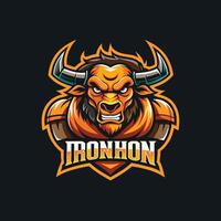 Aggressive bull mascot logo icon design on black background vector