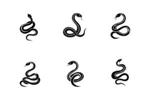 A Collection of Iconic Snake Silhouettes and Intricate Art in a Captivating Design Set vector