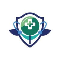 a shield with a green cross on it vector