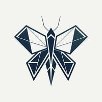 A minimalist and symmetrical butterfly design in geometric shapes isolated on white background logo icon vector