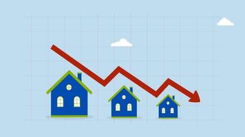 Housing price falling down, 4k animation of Businessman investor and homeowner experiencing a decrease in the housing market. video