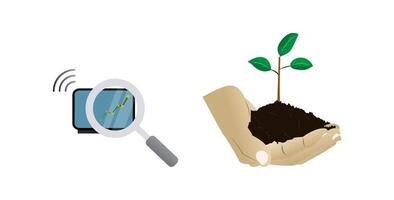 agriculture with sustainable technology, featuring Data Analytics and sustainable symbols in taking good care of nature. vector