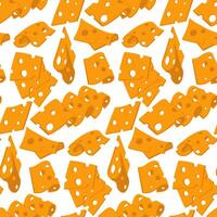 A pattern of various thinly sliced slices of yellow cheese with holes. flat illustration of cheeses in different positions, in groups and individual slices, modern texture of pieces of dairy vector