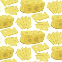 pattern of slices of maasdam cheese. Sliced into slices of hard yellow cheese with holes on white. illustration. Porous masdam in flat realistic style. Ideal posters, banners, menus and shops vector