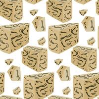 pattern of pieces of Roquefort, gorgonzola or Stilton cheese with a noble blue mold, Texture on a white. a flat illustration of a large piece of cheese with small pieces separated from the main one. vector