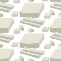 pattern of flat pieces of feta cheese, on white. A whole piece, a rectangle, a cube of pressed dairy product, sliced and diced. White Greek curd cheese made from milk. Texture for the dairy food menu vector