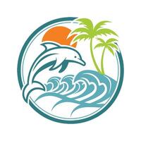 Dolphin Jumping in Ocean Graphic vector
