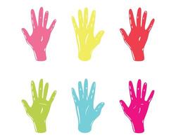 Handprint Icons Set in Multiple Colors vector