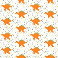 Seamless pattern with cute dino, dinosaur Stegosaurus, abstract children background vector