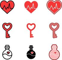 Heart, key, and other symbols vector