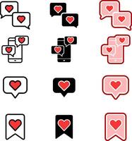 Heart icons set vector