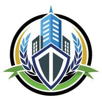 Building Protection Security Shield Logo Design. vector
