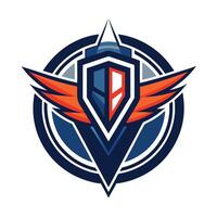 Abstract Shield Logo Design With Wings. vector