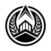 Black and White Circular Logo with Geometric Shapes. vector