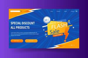 Flash Sale Landing Page Template Design vector