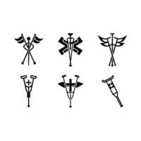 Crutch Symbol in Medical Design - and Line Art Graphics vector