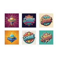 Shine Printable Graphics and Line Art Designs for Microstock Sites vector