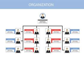Organization Chart Infographics with People Icon and Abstract Line, Business Structure, Illustration vector