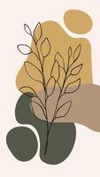 Boho vertical poster with botanic element and hand drawn blobs. Aesthetic social media banner template in pastel colors vector