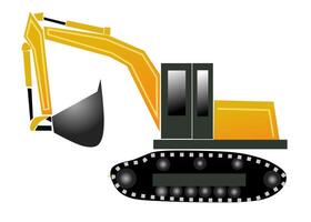 An excavator is shown on a white background vector