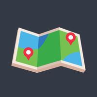 maps paper gps point in flat design. vector