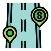 Road to wealth concept with map and pin pointer showing money vector