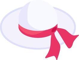 A white hat with a pink ribbon on it vector