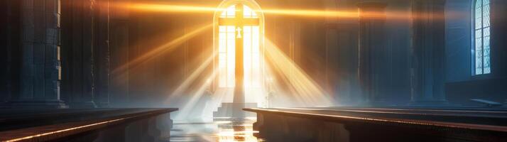 Concept of Christian church and esoteric path to spiritual knowledge photo