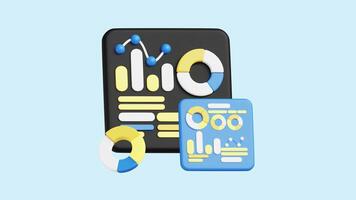 Data Analytics animated 3d icon. video