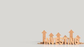 The wood investing text and arrow up for Business concept 3d rendering. photo