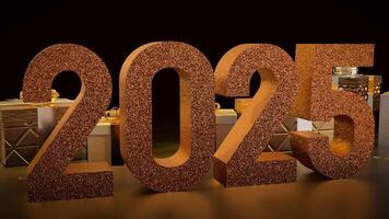 The 2025 number and gift box for new year or celebration concept 3d rendering. photo
