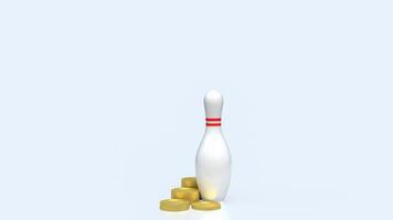 The pin bowling and coins for Business concept 3d rendering. photo