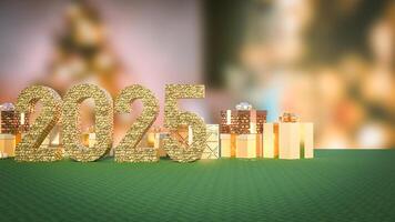 The 2025 number and gift box for new year or celebration concept 3d rendering. photo