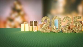 The 2025 number and gift box for new year or celebration concept 3d rendering. photo