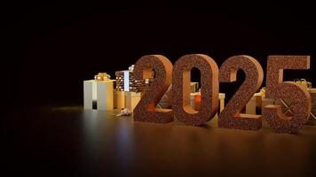 The 2025 number and gift box for new year or celebration concept 3d rendering. photo